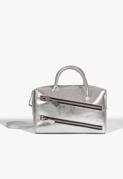 Bolsa Shoulder Bowling Couro Prateada
