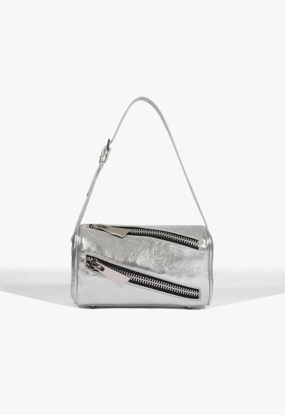 Bolsa Shoulder Couro Metalizado Prateada
